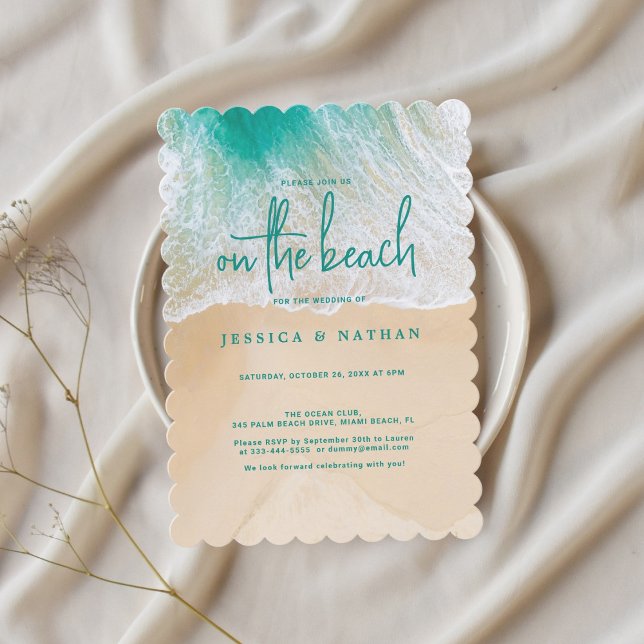 Invitación Destino De Verano En La Boda De Playa Verde azulad (Subido por el creador)