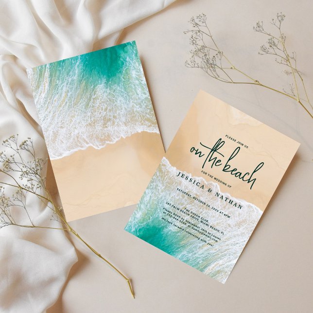 Invitación Destino De Verano En La Boda De Playa Verde azulad (Subido por el creador)