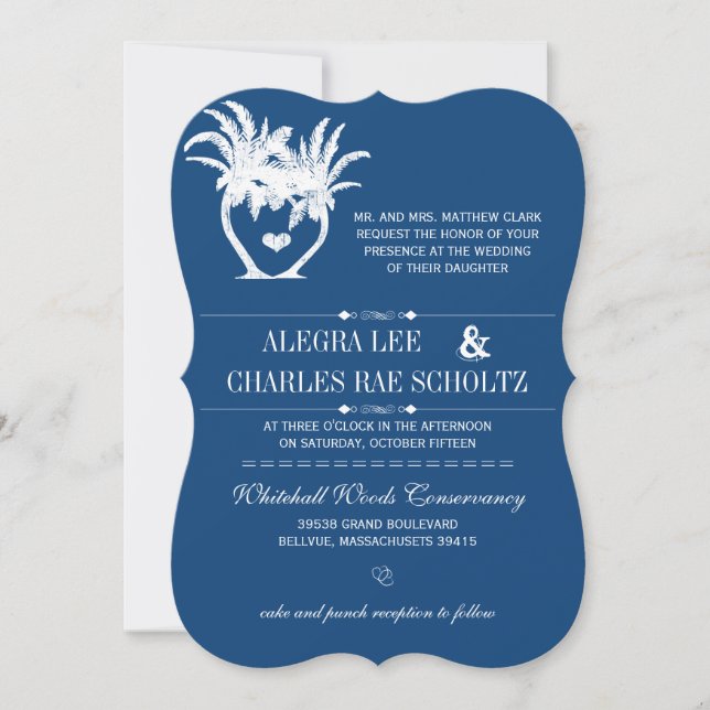 Invitación Destino del árbol de palmas de opulencia azul de p (Anverso)
