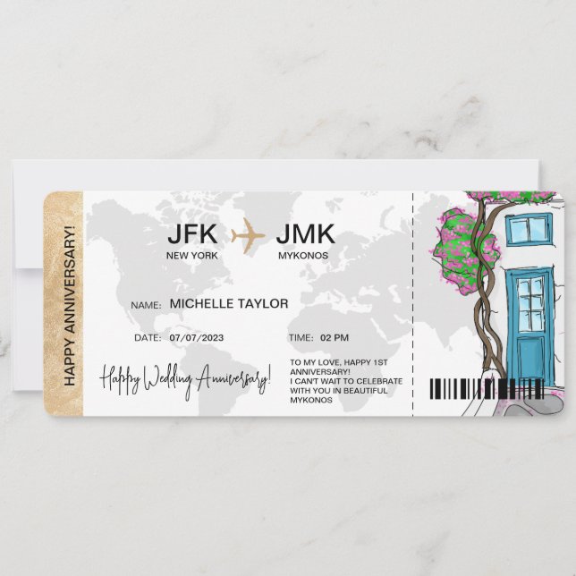 Invitación Destino del billete de embarque sorpresa para Grec (Anverso)