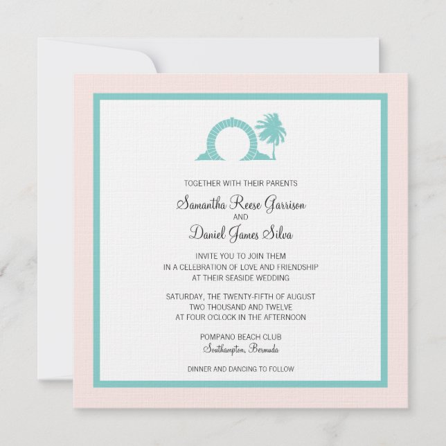 Invitación Destino del Boda Bermuda Moongate (Anverso)