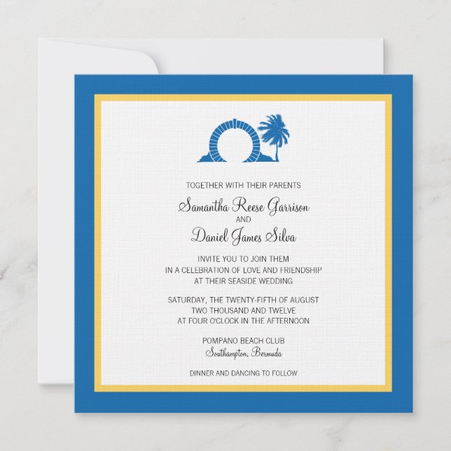Invitación Destino del Boda Bermuda Moongate (Anverso)