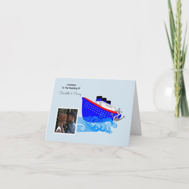 Invitación Destino del Boda de cruceros (Anverso)