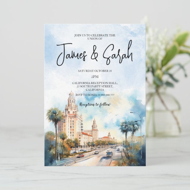Invitación Destino del Boda de paisaje de Florida (Anverso de pie)