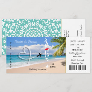 Invitación Destino del Boda de pases de embarque de tickets d