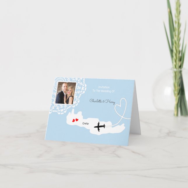 Invitación Destino del Boda griego creativo (Anverso)