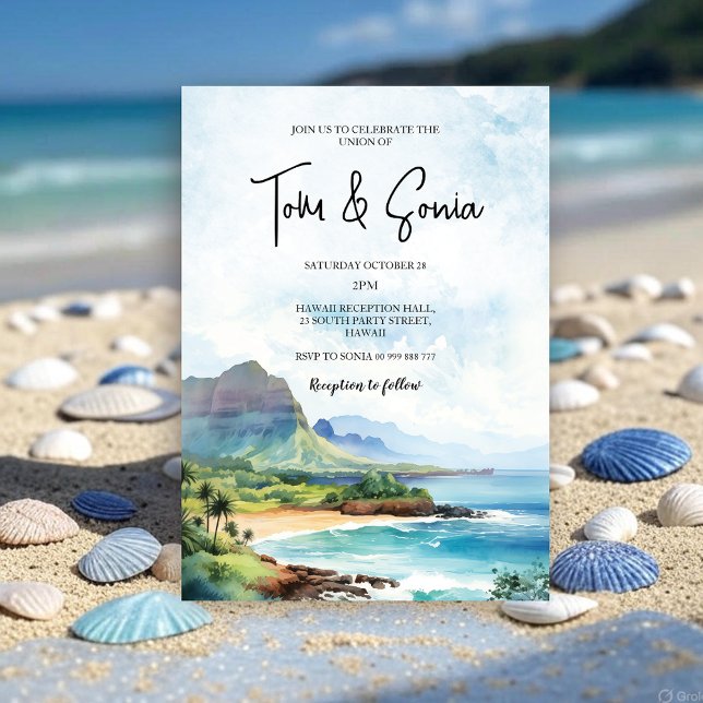 Invitación Destino del Boda paisajista de Hawái (Hawaii Landscape Wedding Destination Invitation)