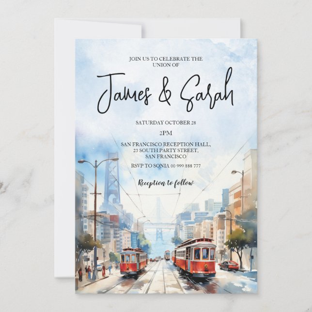 Invitación Destino del Boda paisajístico de San Francisco (Anverso)