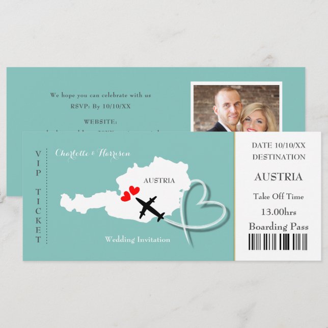 Invitación Destino del pase de embarque de billetes Austria F (Anverso / Reverso)