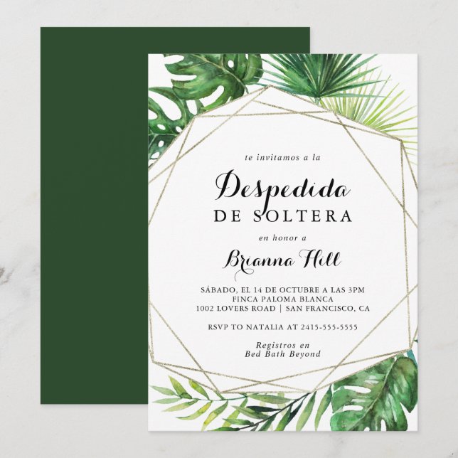 Invitación Destino geométrico Ducha Española de Novias (Anverso / Reverso)