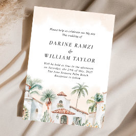 Invitación Destino mexicano del árbol de palmas Rubor rosa es