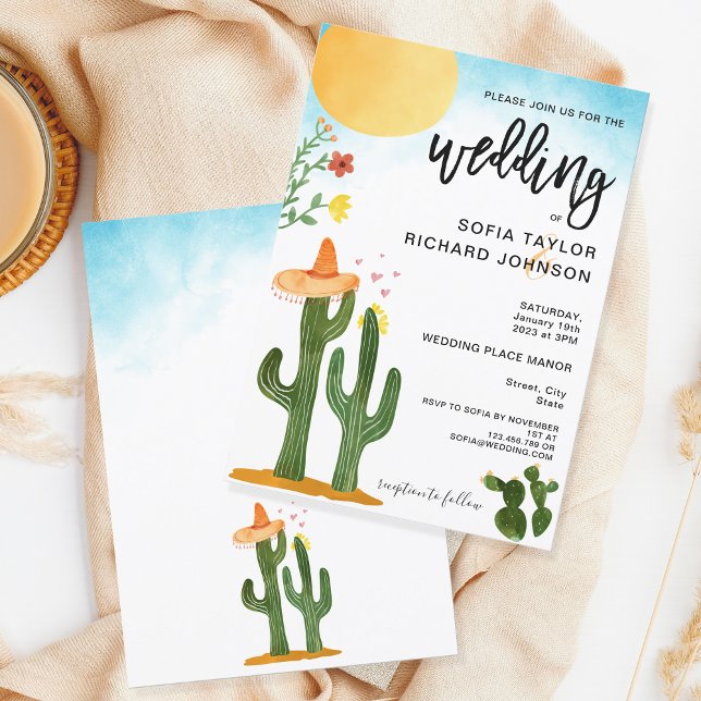 Invitación Destino moderno único estilo México botánico (Subido por el creador)