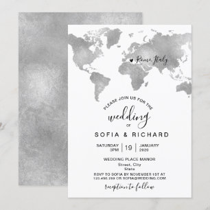 Invitación Destino Mundo MAP PLATA Corazón Extraíble