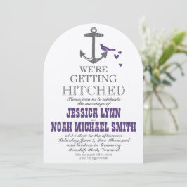 Invitación Destino Playa Lindo Pájaro Morado Ancla Gris