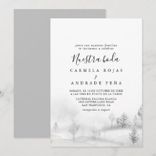 Invitación Destino Rústico Montaña de Invierno Nuestra Boda
