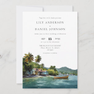 Invitación Destino Tropical del Caribe Todo Incluido Boda