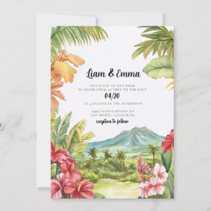 Invitación  Destino Tropical Hawaiano Hibisco Boda