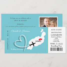 Invitación Destino tropical Lanzarote España Boda de playa