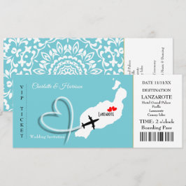 Invitación Destino tropical Lanzarote España Boda de playa