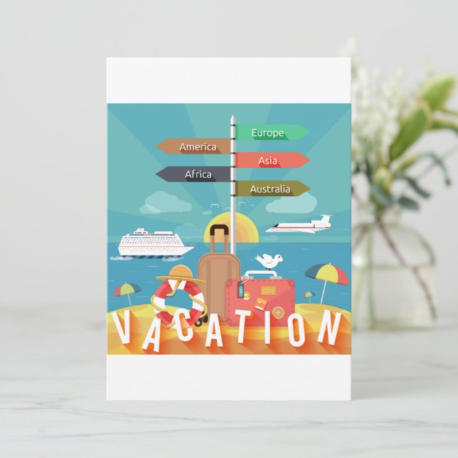 Invitación Destinos de vacaciones (Anverso de pie)