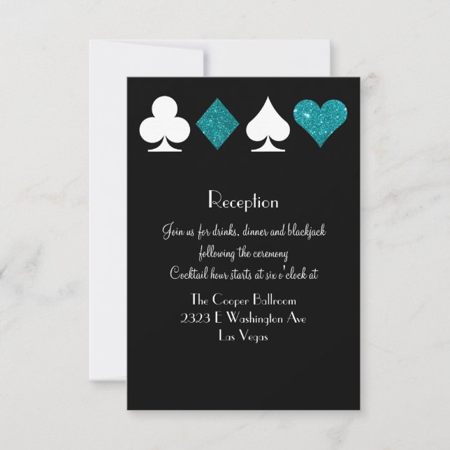 Invitación Destiny Las Vegas Purpurina Verde azulado de recep (Anverso)