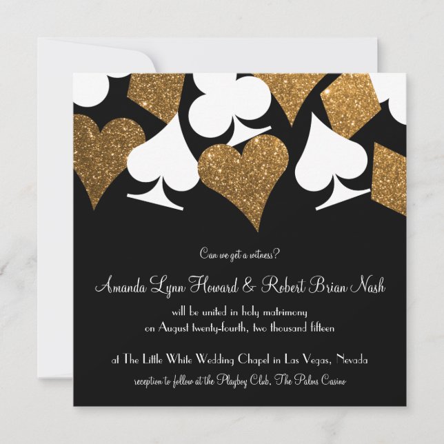 Invitación Destiny Las Vegas Wedding Invitan a Faux Gold Purp (Anverso)