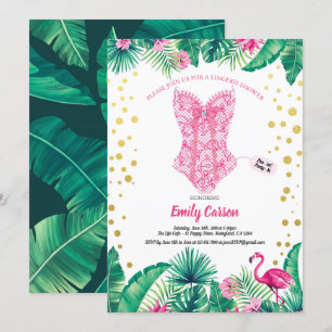 Invitación Destitución de lencería tropical flamingo fiesta d