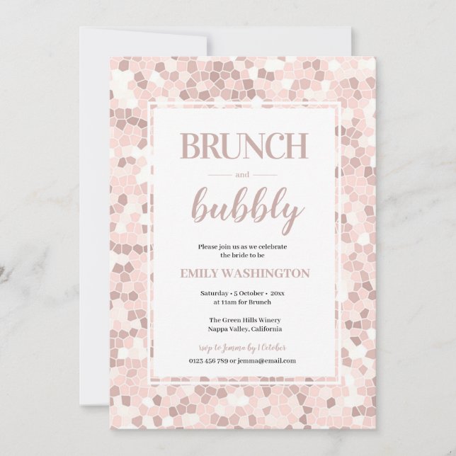 Invitación Destitución nupcial Mosaica Brunch & Bubbly Invita (Anverso)