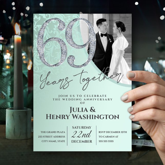 Invitación Detailed Diamond Texture 69th Wedding Anniversary  (Subido por el creador)
