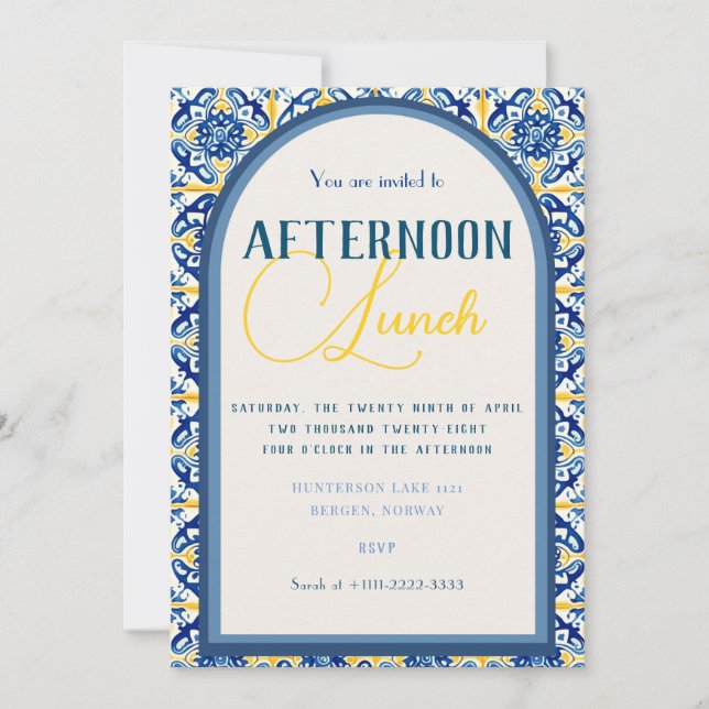 Invitación Detallada De Nilo Geométrico Amarillo Y (Anverso)