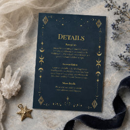 Invitación Detalle de Boda Celestial Gótico de Azul Medianoch