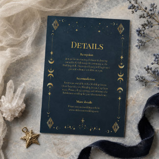 Invitación Detalle de Boda Celestial Gótico de Azul Medianoch