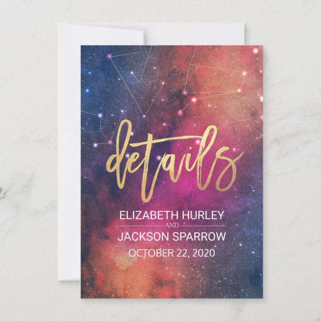 Invitación Detalle de Boda Nebulosa de Estrellas Deslumbrante (Reverso)