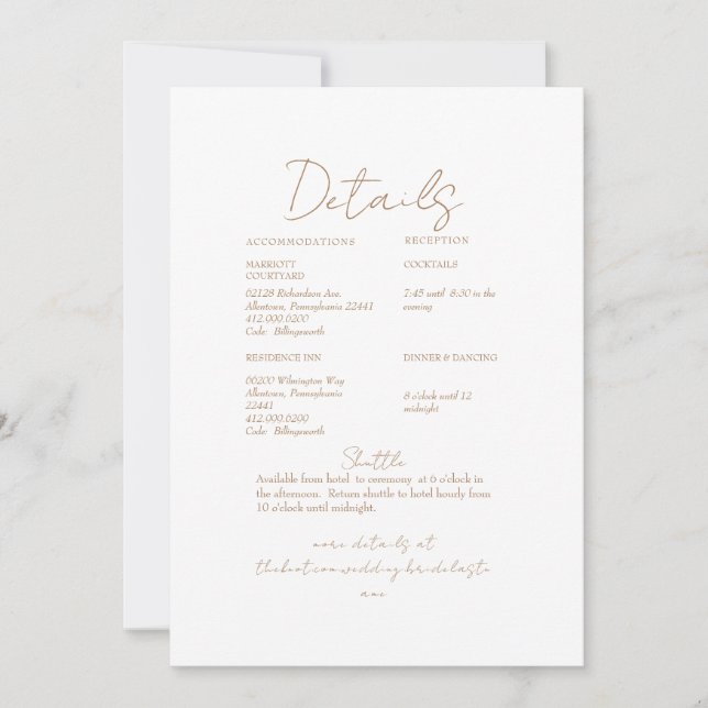 Invitación Detalle de Boda Texto Pampas Dorado (Anverso)