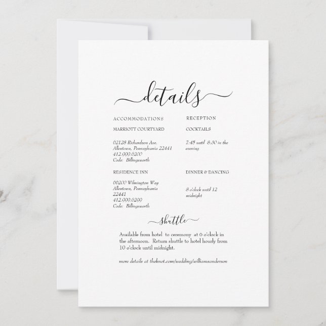 Invitación Detalle del Boda blanco de la escoba floral blanca (Anverso)