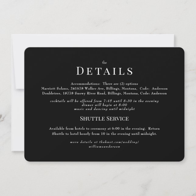 Invitación Detalle del Boda Chinoiserie negro (Anverso)