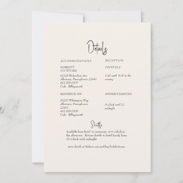 Invitación Detalle del Boda de crema (Anverso)