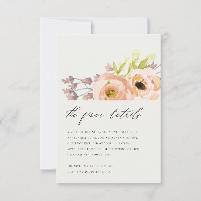 INVITACIÓN DETALLE DEL BODA DE LA FLORAL DE LA PINCA DE RUBOR (Anverso)
