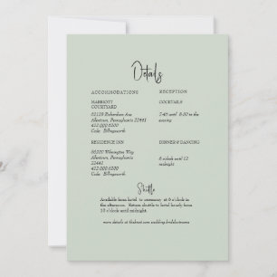 Invitación Detalle del Boda de opciones digitales Sage simple