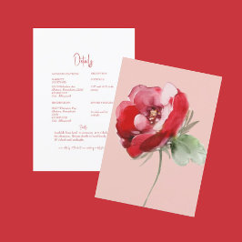 Invitación Detalle del Boda floral rojo y Rubor