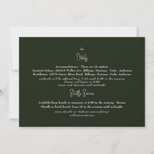 Invitación Detalle del Boda verde oscuro enriquecido