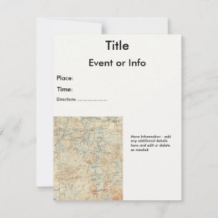 Invitación Detalle del lago de Saranac superior del mapa topo