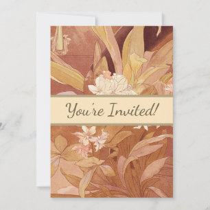 Invitación Detalle floral Art Nouveau de Alphonse Mucha