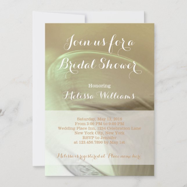 Invitación Detalle romántico de flores - Ducha de novia (Anverso)