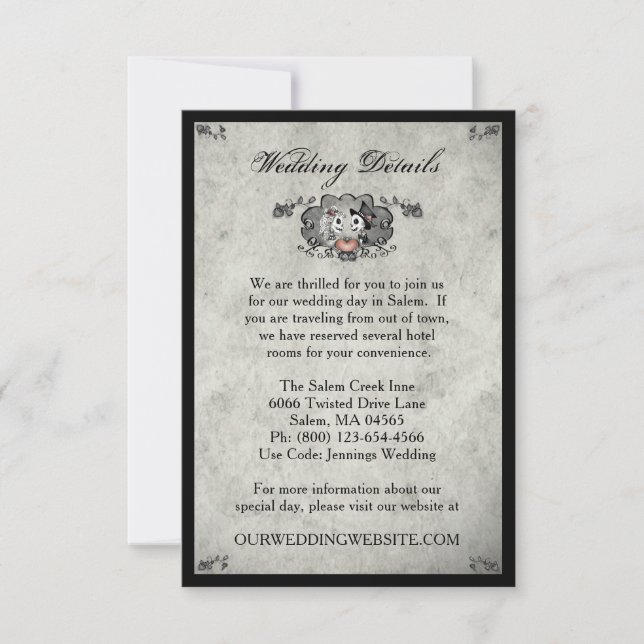 Invitación Detalles a juego negros grises de la boda del amor (Anverso)