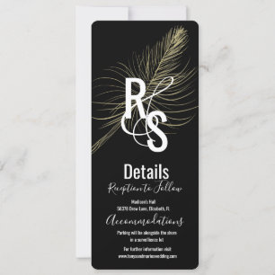Invitación Detalles bohemios de plumas doradas falsas minimal