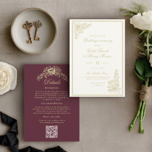 Invitación Detalles clásicos de jardín vintage en una boda