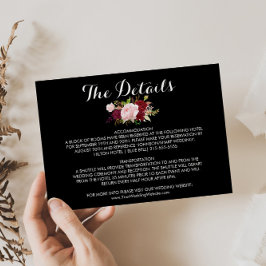 Invitación Detalles clásicos del Boda negro tropical Insertar