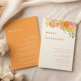 Invitación Detalles de Acuarela de Cítricos Todo en Una Boda
