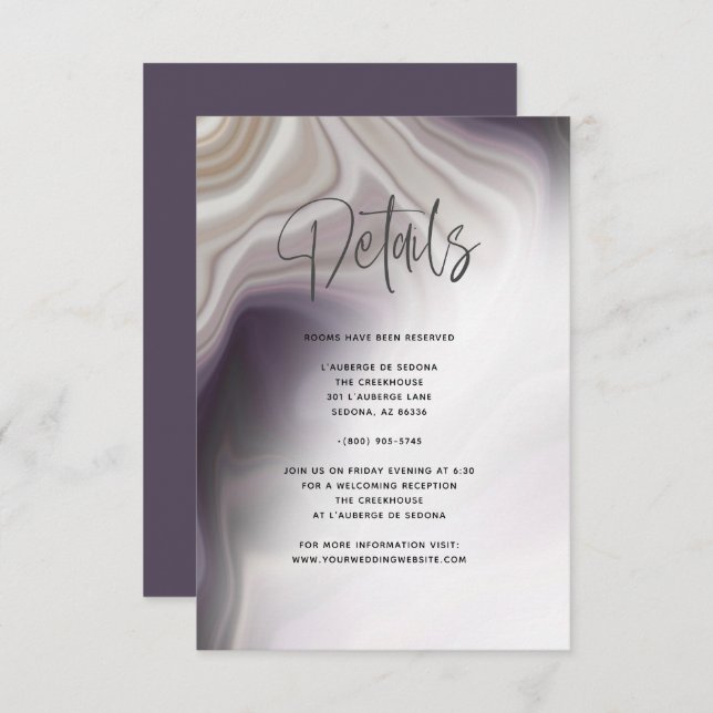 Invitación Detalles de Ágata Ciruela Polvorienta  (Anverso / Reverso)